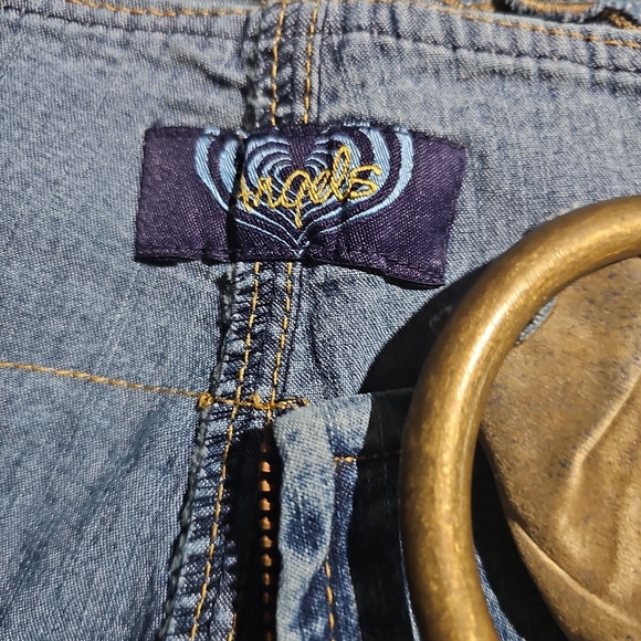 Angels Y2K Low Rise Flare Jeans w Built-In Belt Size 7 - Picture 3 of 6